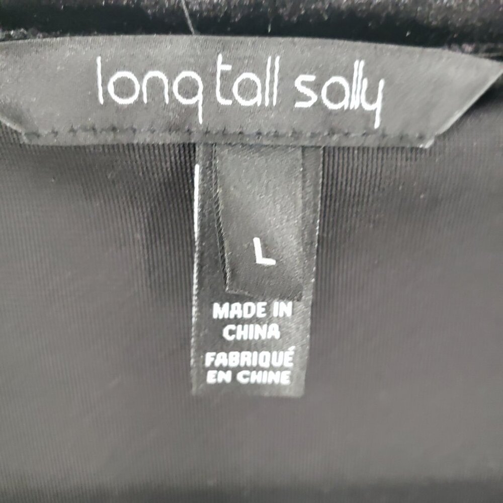3/$25 387 Long Tall Sally Velvet Button Down Shirt Top L Long Sleeve Black Tunic - Picture 3 of 8